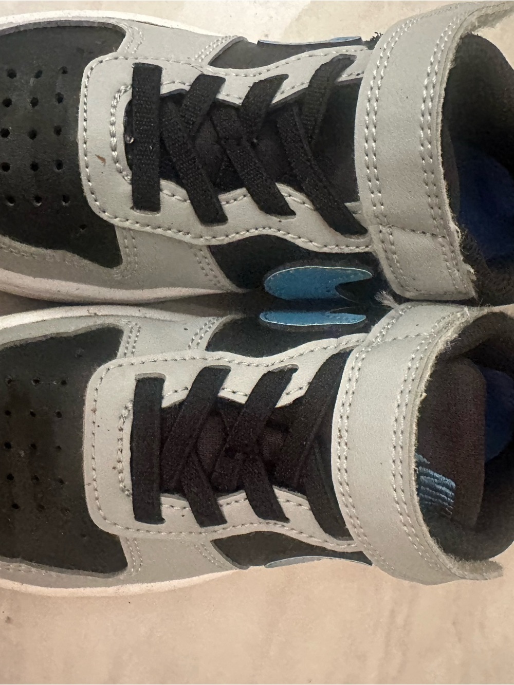 Nike Kids Gray and Black Sneakers with Blue Accent